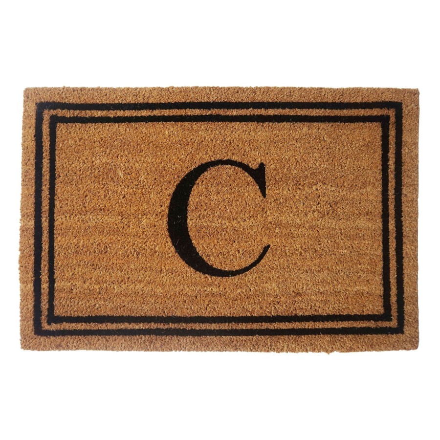 Rugs & Curtains * | Exclusive Monogram C Black Natural Border Coir Mat, 18 27