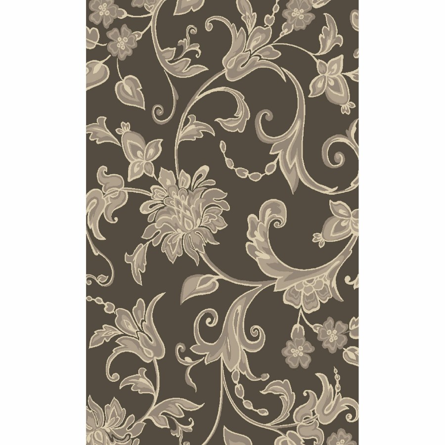 Rugs & Curtains * | Featured (D408) Dark Grey Traditional Floral Design Area Rug, 5 7