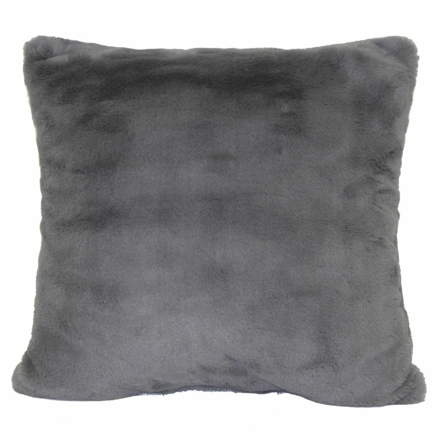 Pillows * | Premium Bristol Graphite Faux Fur Throw Pillow, 18