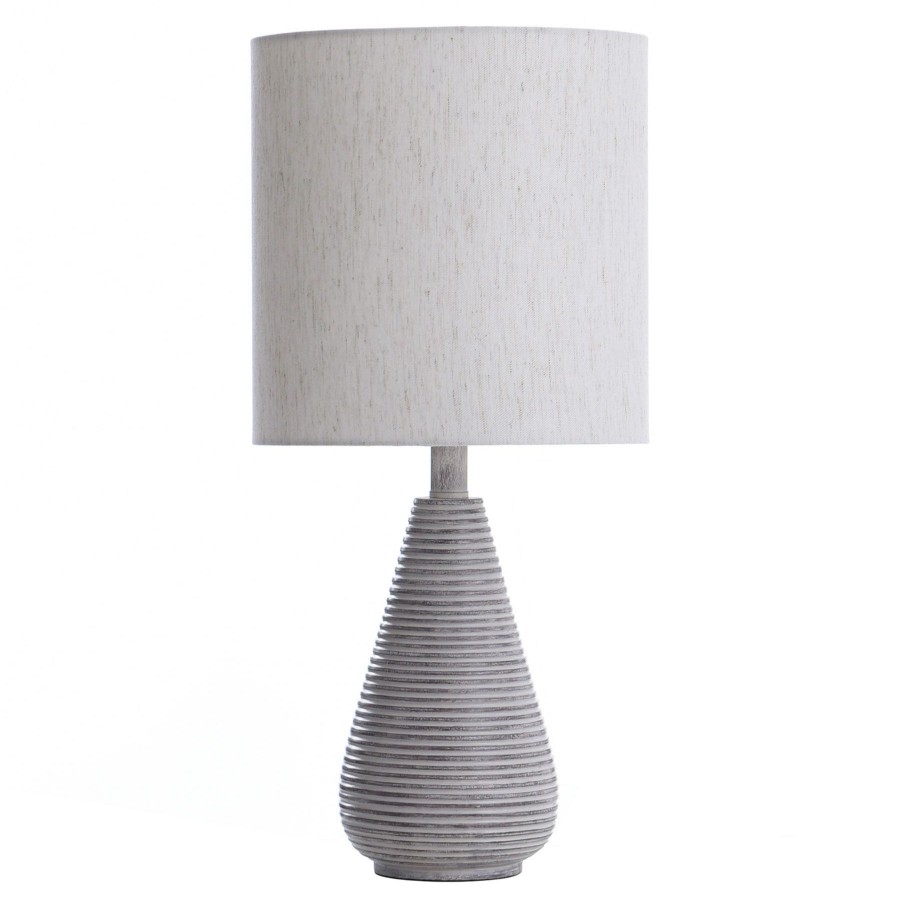 D Cor & Pillows * | Attractive Grey Accent Lamp With Fabric Shade, 21.5